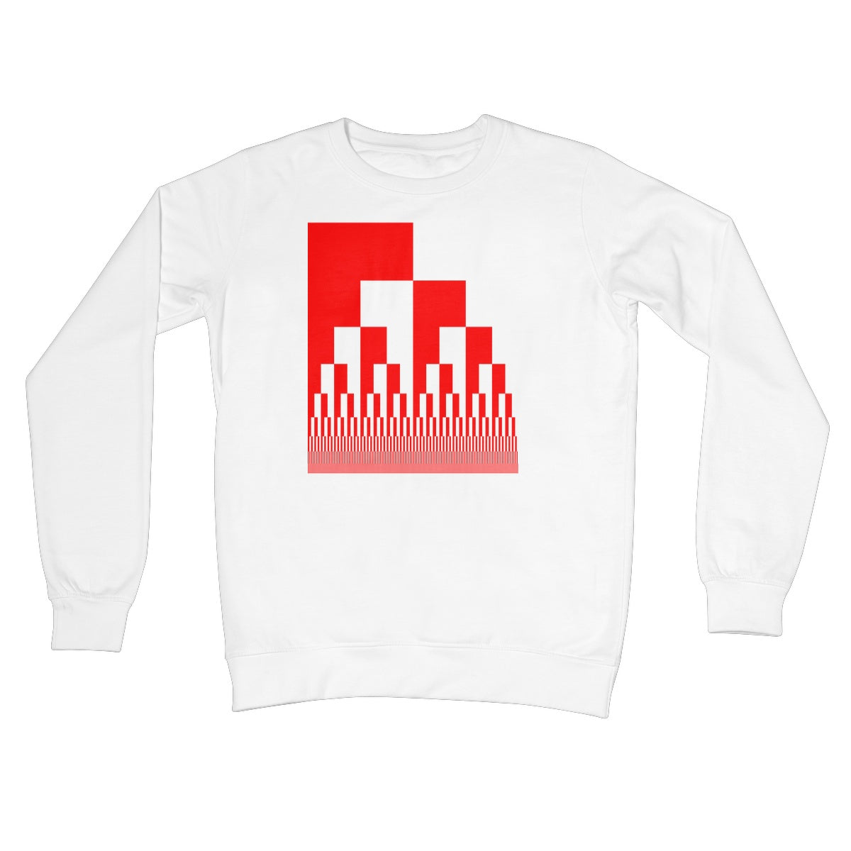 Binary Cascade, Red Crew Neck Sweatshirt