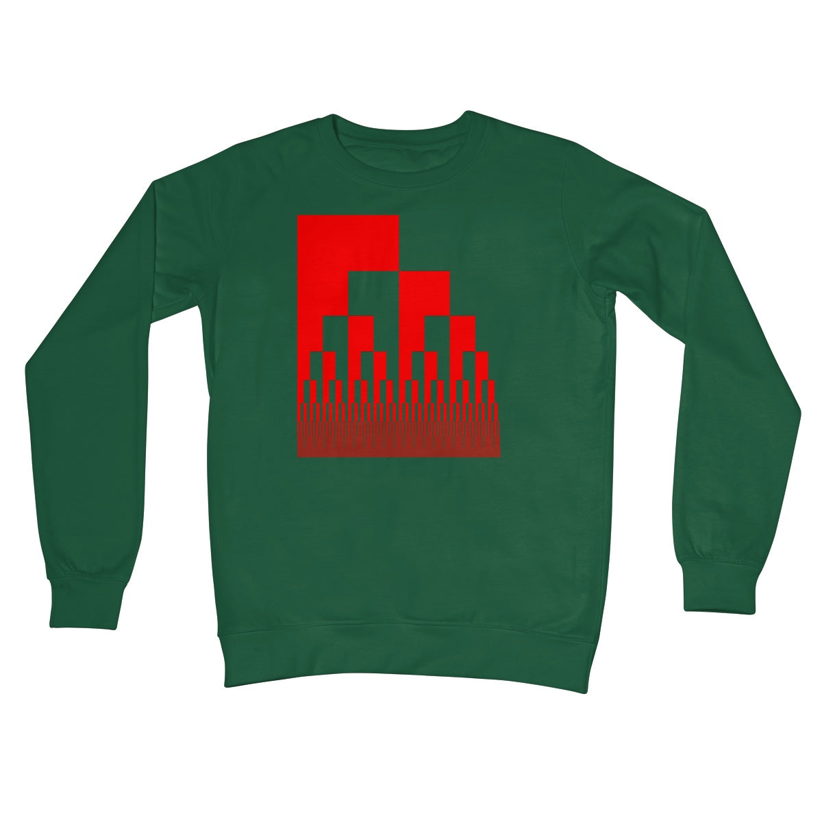 Binary Cascade, Red Crew Neck Sweatshirt