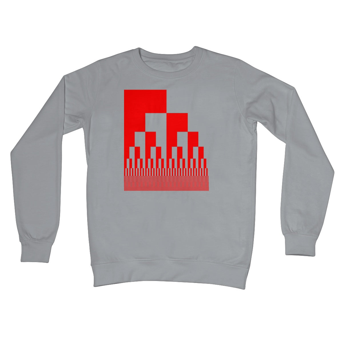 Binary Cascade, Red Crew Neck Sweatshirt