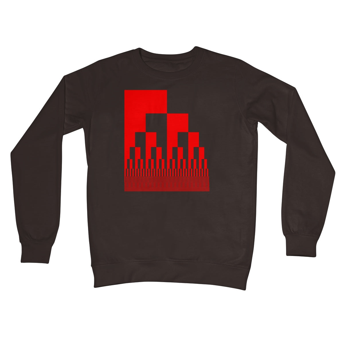 Binary Cascade, Red Crew Neck Sweatshirt