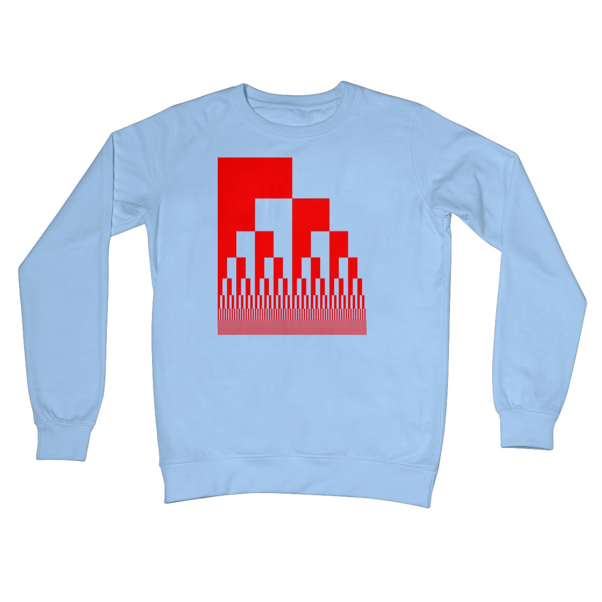 Binary Cascade, Red Crew Neck Sweatshirt
