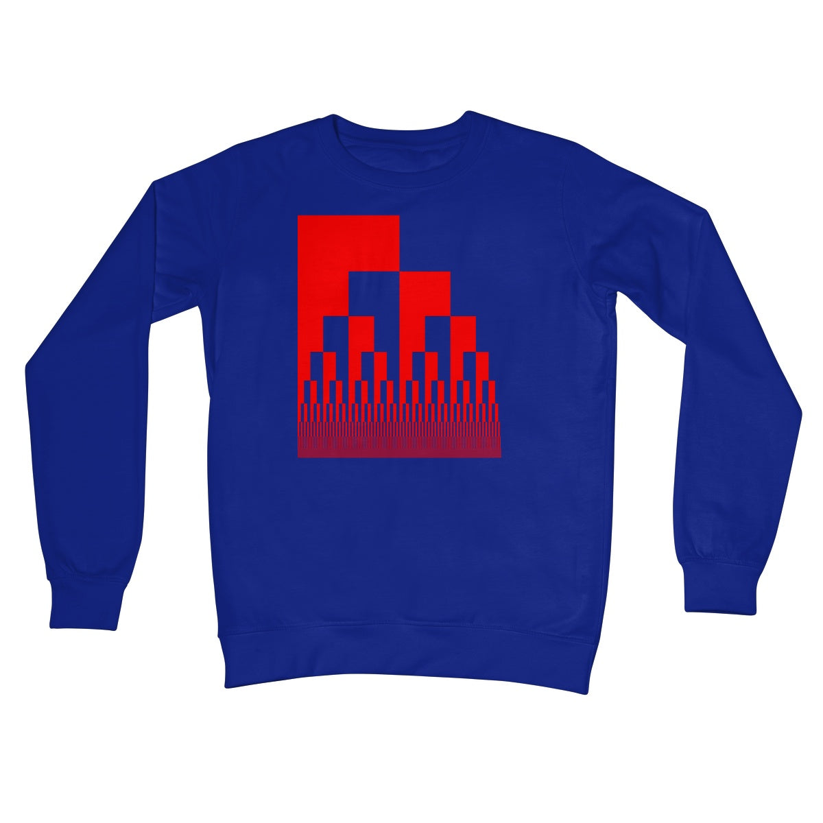 Binary Cascade, Red Crew Neck Sweatshirt