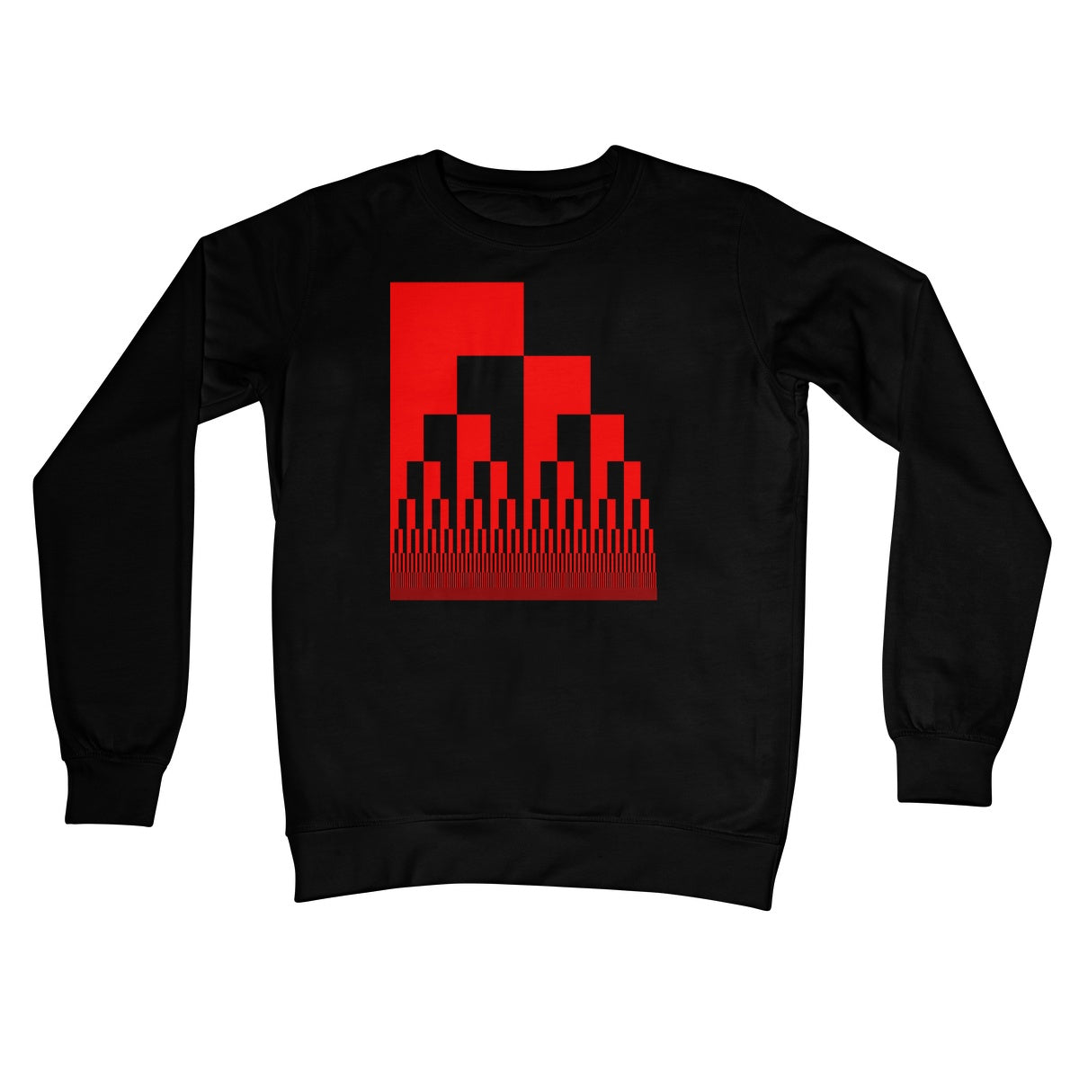 Binary Cascade, Red Crew Neck Sweatshirt
