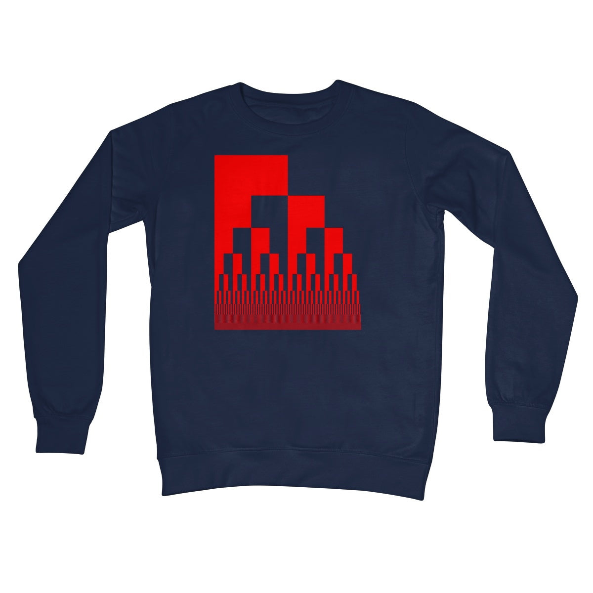 Binary Cascade, Red Crew Neck Sweatshirt