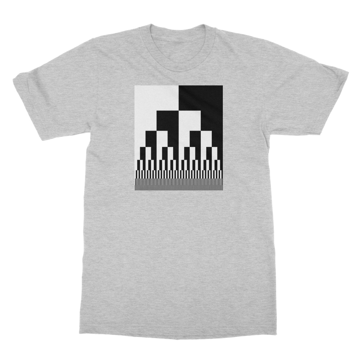 Binary Cascade, Black and White Softstyle T-Shirt