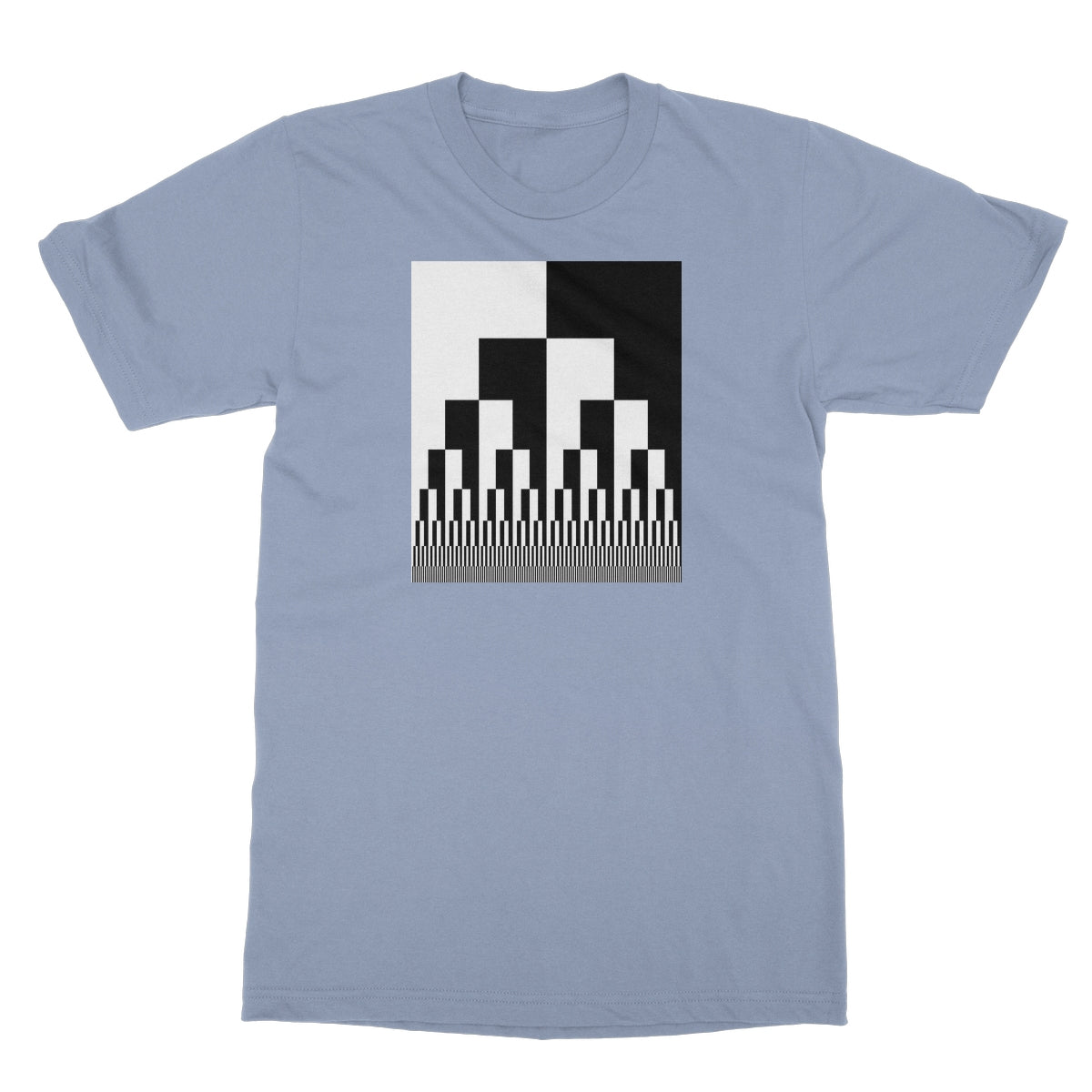 Binary Cascade, Black and White Softstyle T-Shirt