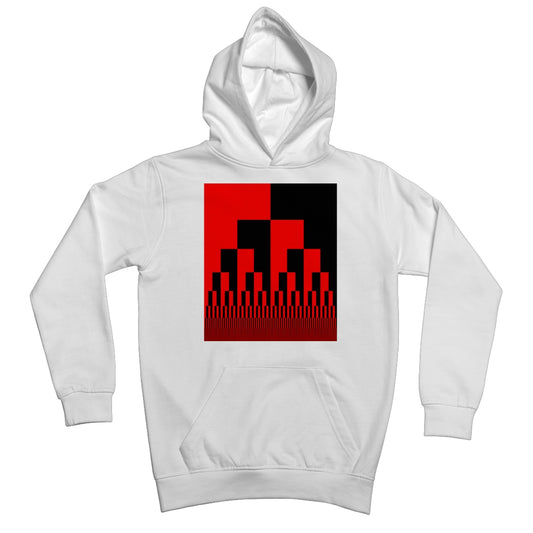 Binary Cascade, Red and Black Kids Hoodie