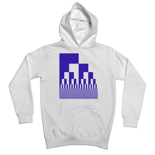 Binary Cascade, Blue and White Kids Hoodie