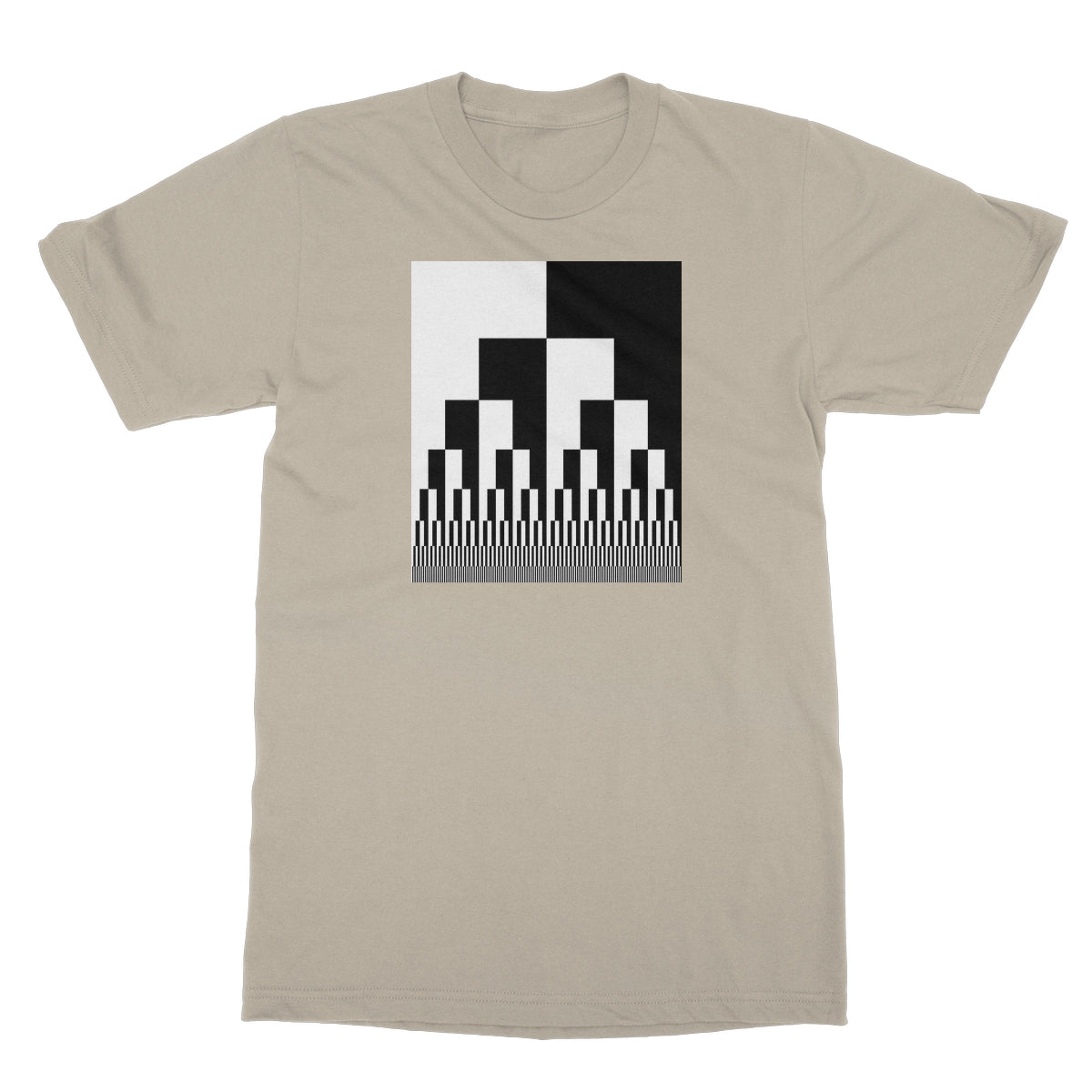 Binary Cascade, Black and White Softstyle T-Shirt