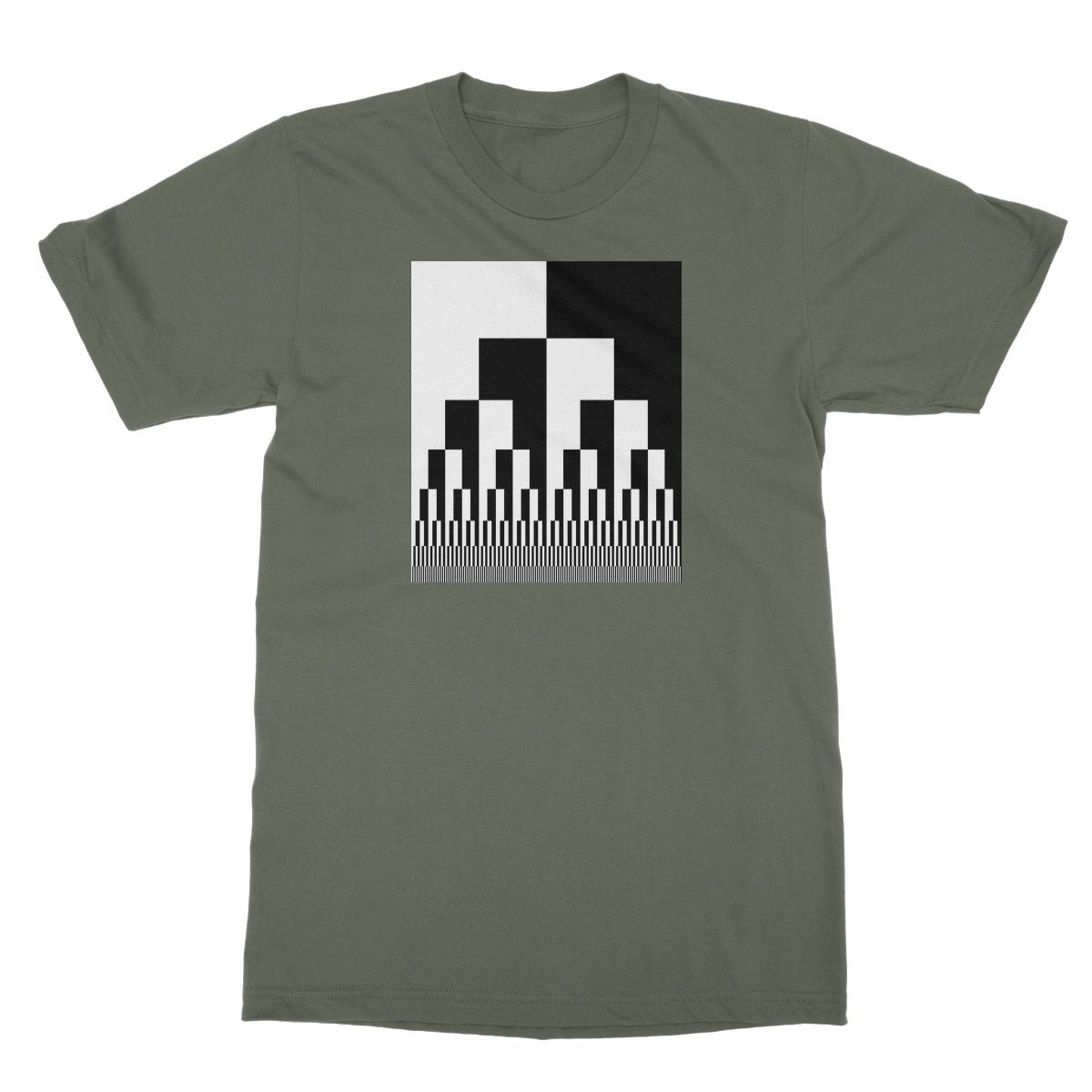 Binary Cascade, Black and White Softstyle T-Shirt