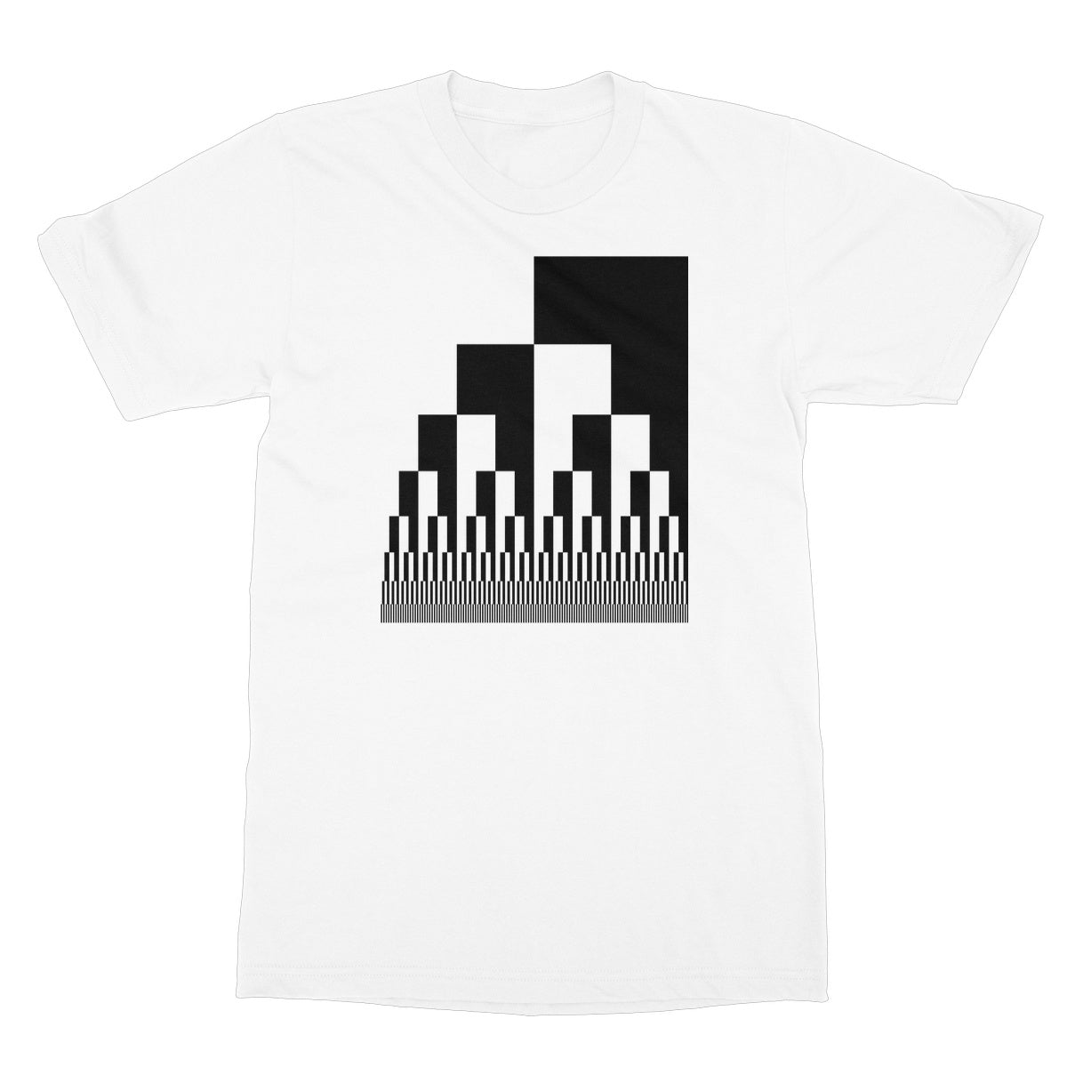 Binary Cascade, Black and White Softstyle T-Shirt
