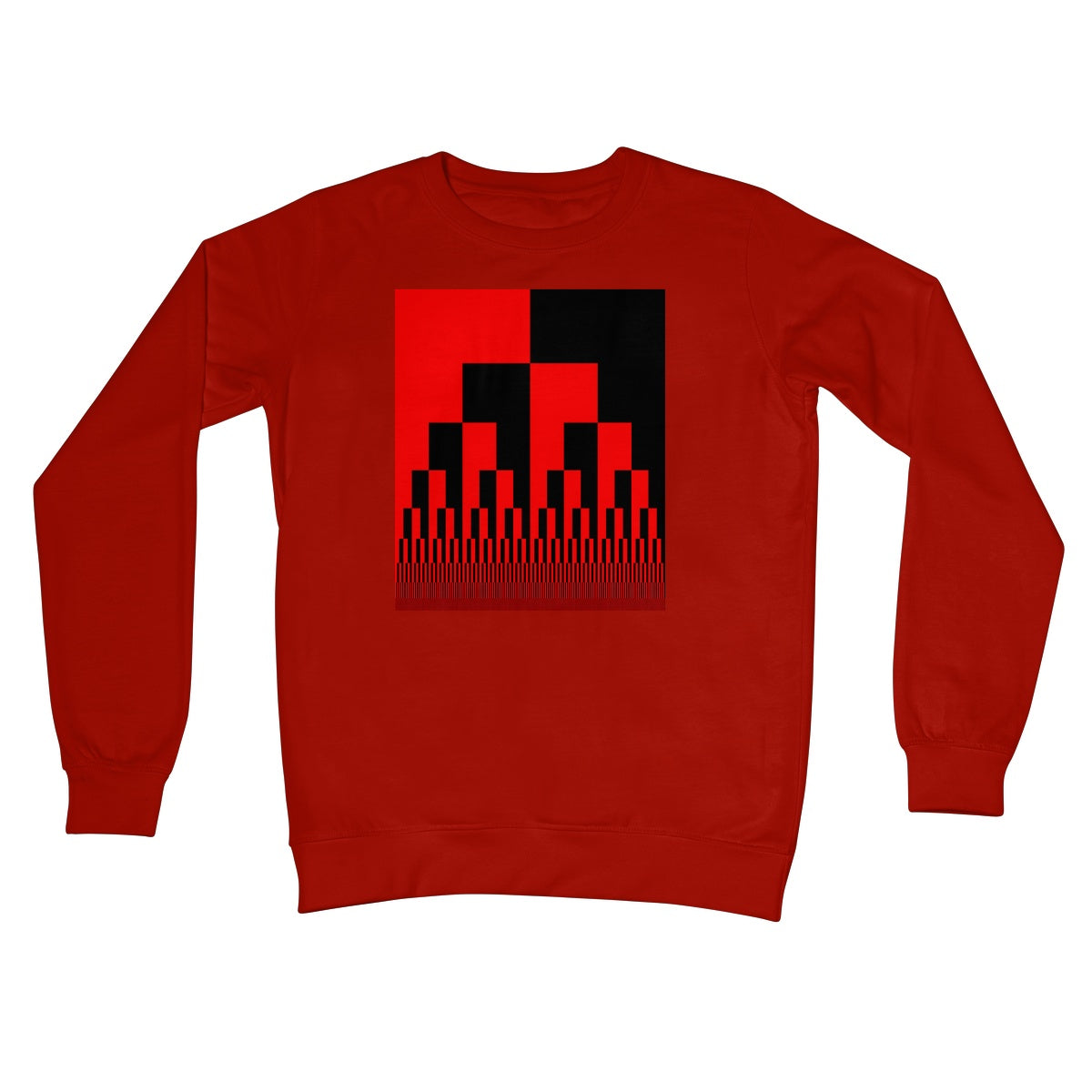 Binary Cascade, Red and Black Crew Neck Sweatshirt