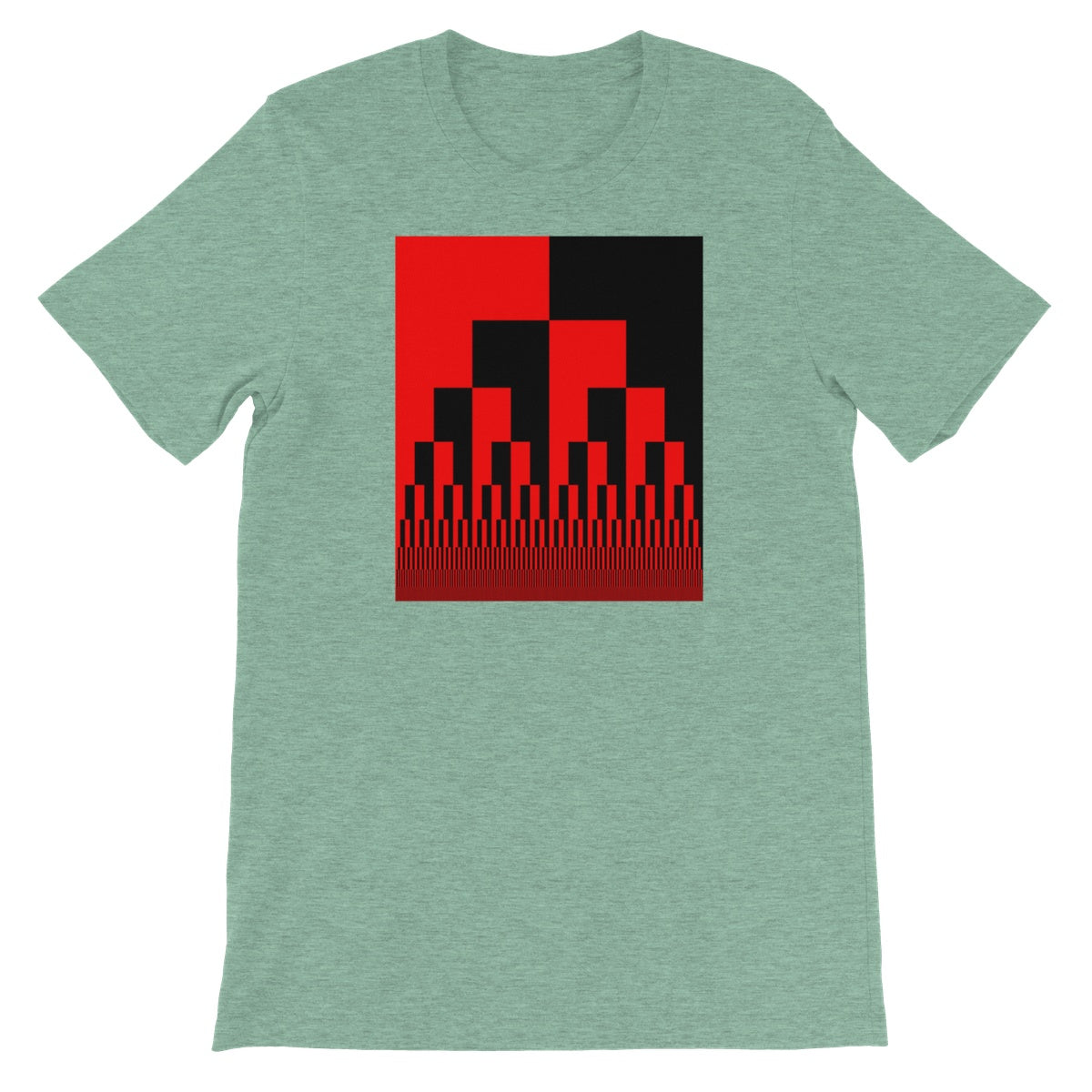 Binary Cascade, Red and Black Unisex Short Sleeve T-Shirt