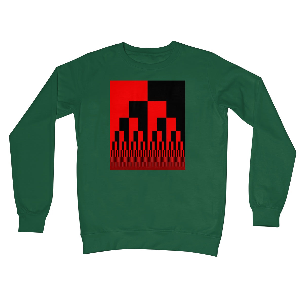 Binary Cascade, Red and Black Crew Neck Sweatshirt