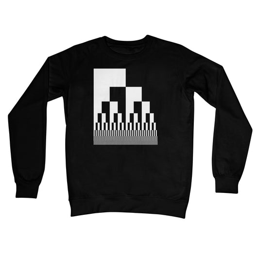 Binary Cascade, Black and White Crew Neck Sweatshirt