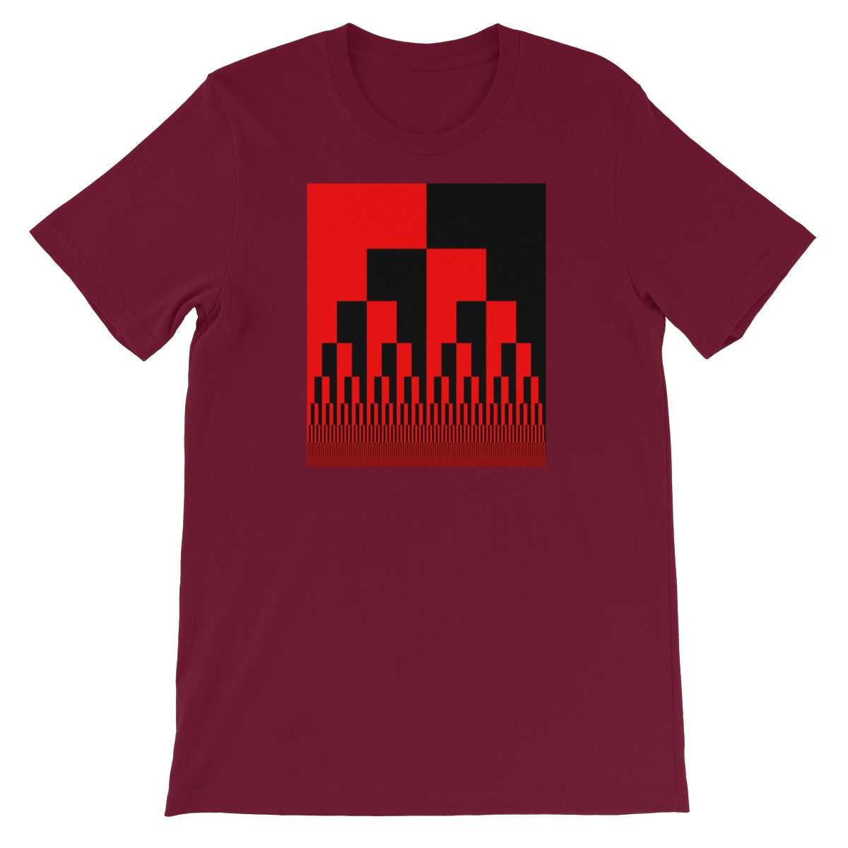 Binary Cascade, Red and Black Unisex Short Sleeve T-Shirt