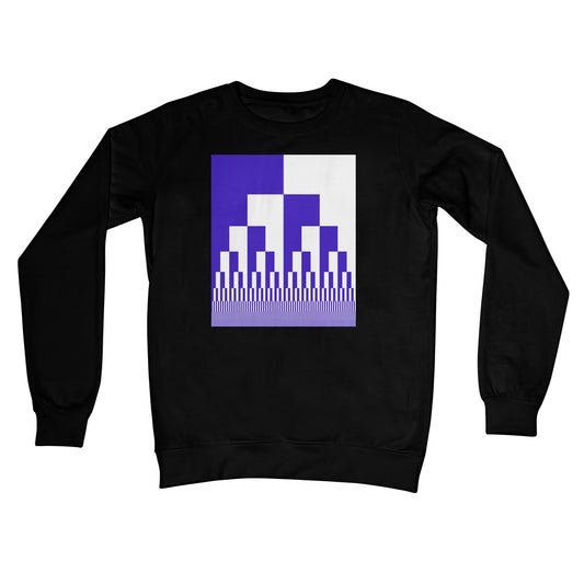 Binary Cascade, Blue and White Crew Neck Sweatshirt