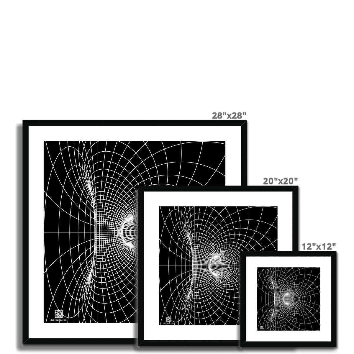 Parabolic Cyclide, White Framed & Mounted Print