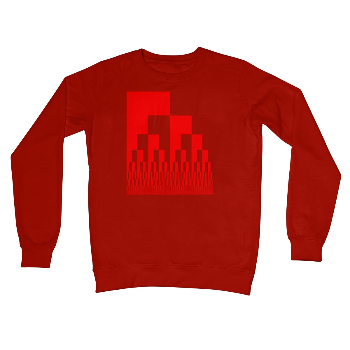 Binary Cascade, Red Crew Neck Sweatshirt
