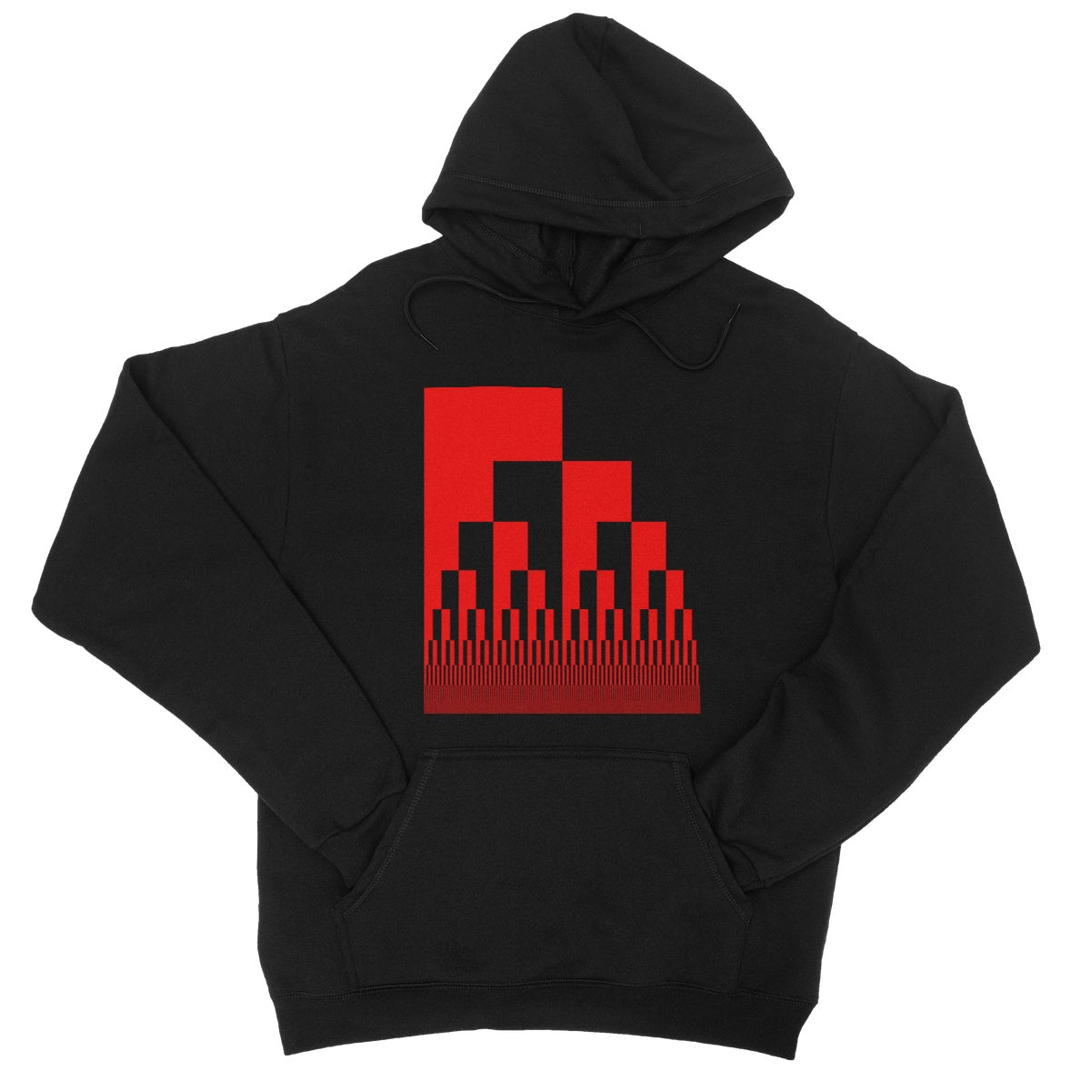 Binary Cascade, Red and Black College Hoodie