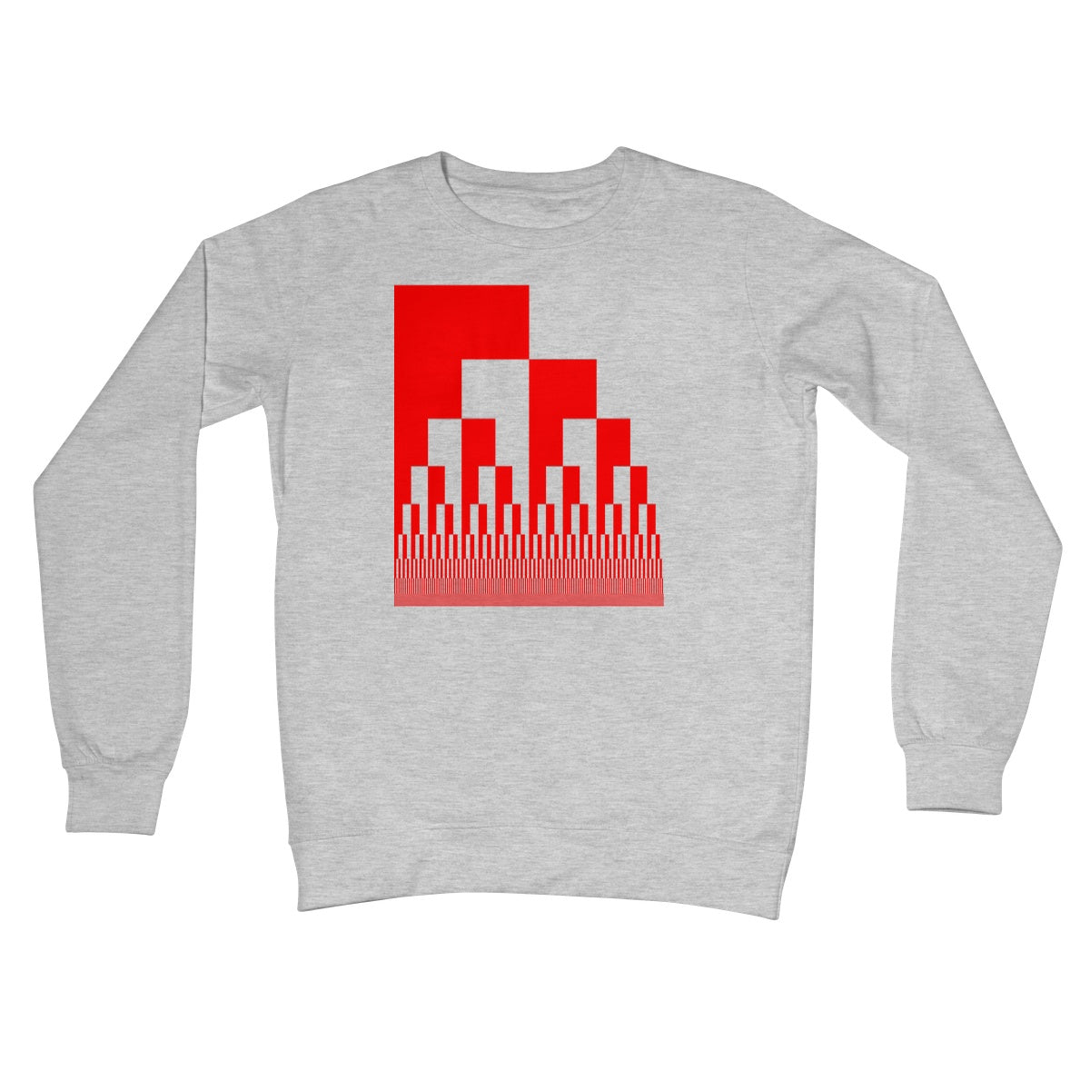 Binary Cascade, Red Crew Neck Sweatshirt